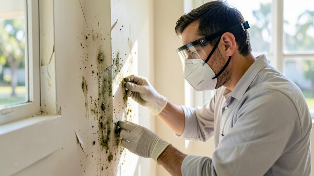 Mold after water damage in Fort Lauderdale FL, showing mold growth on walls and ceilings in a residential home.
